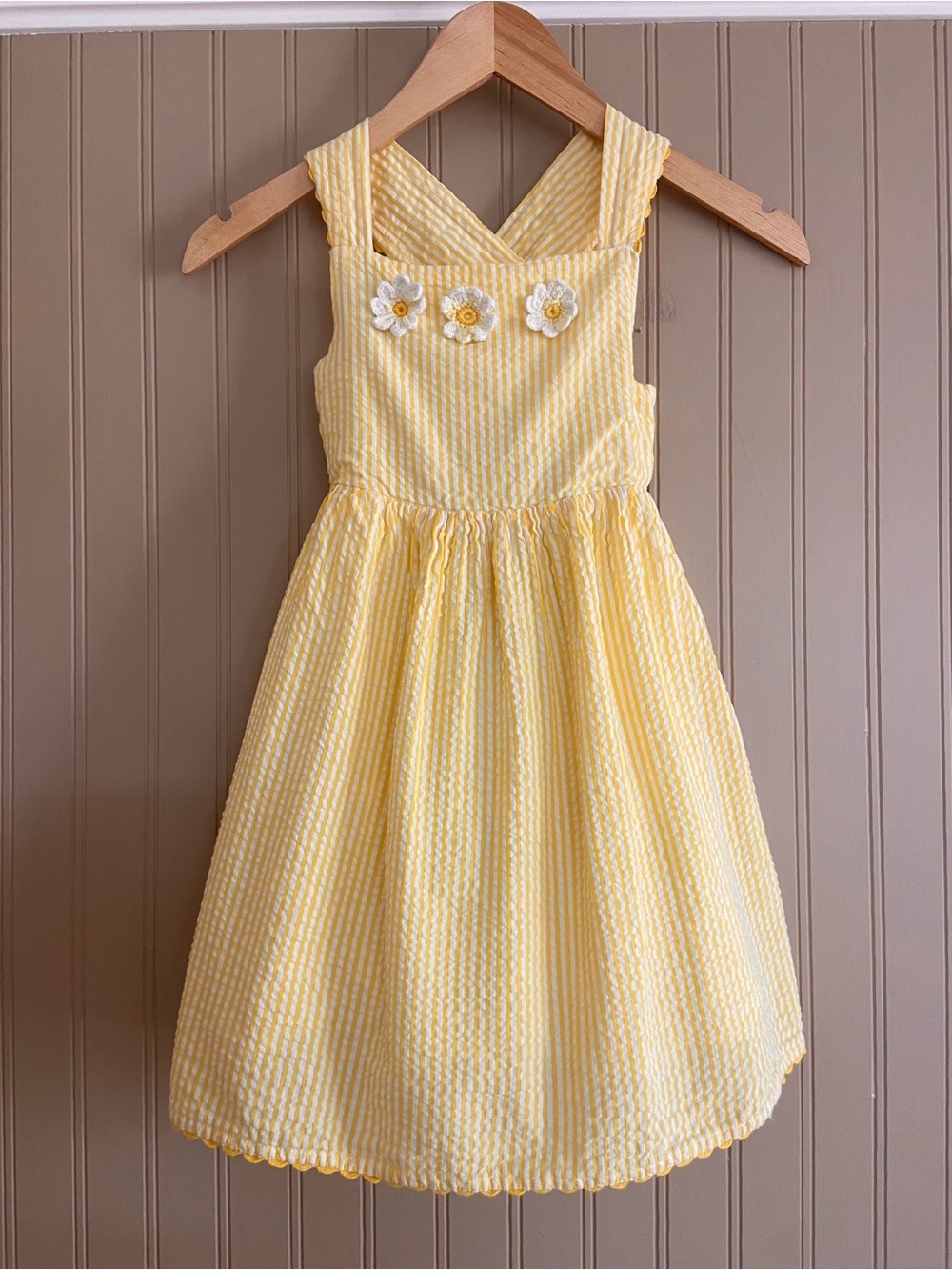 Cynthia Rowley 100% Cotton Yellow & White Gingham Summer Dress Little Girl 6/7